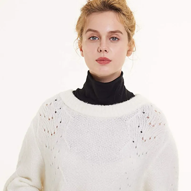 Modal High Nack Fake Collar Women Solid Color Fashion Detachable Collar Elastic Jersey Turtleneck 37*30cm fake collar detachable collar shawl