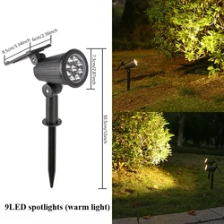 Enhanced Solar LED Spotlights - Outdoor Waterproof, Adjustable Brightness for Garden and Patio Decor (Warm light)