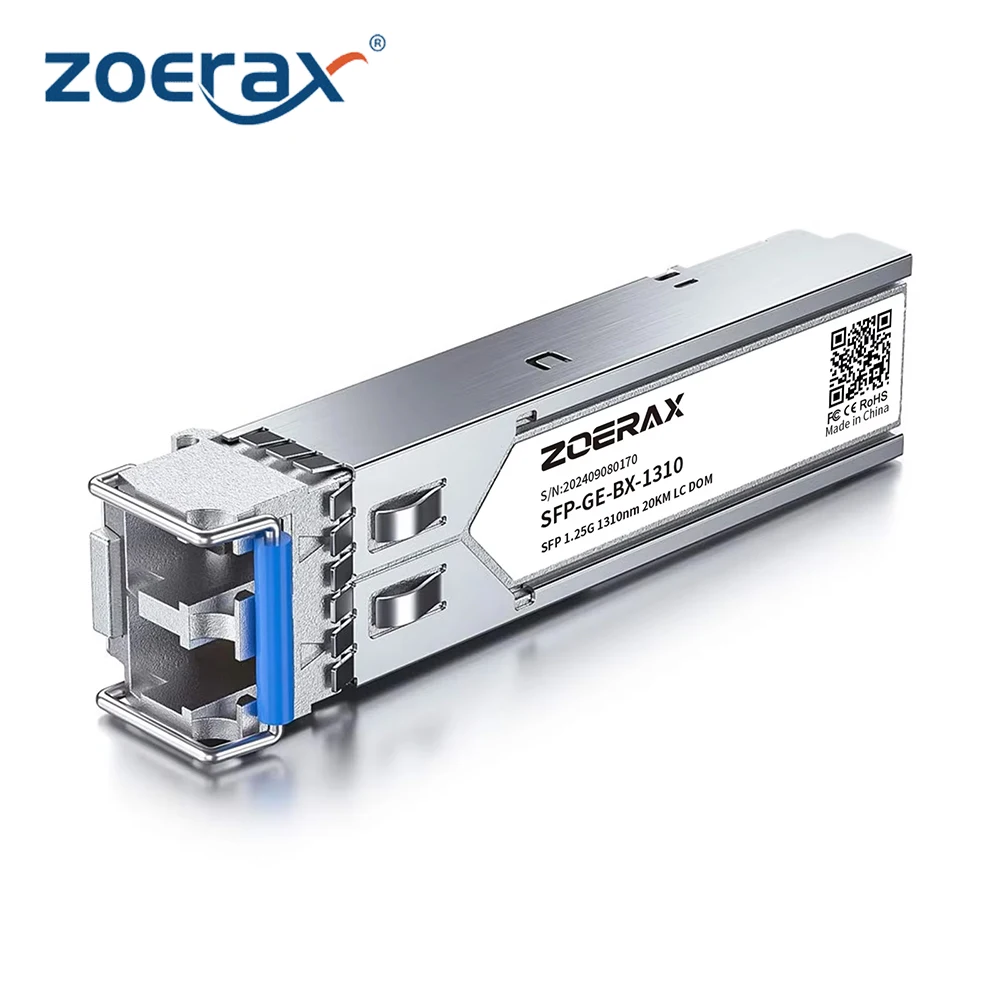 ZoeRax 1.25G LC SFP Single-mode Duplex Optic Module LC Gigabit SFP Fiber Transceiver Module 1000 Base LX 1310nm up to 20km DDM