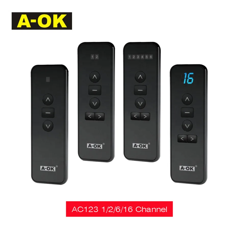 A-ok Rf433 Controle Remoto Ac12301 Ac123-02 Ac123-06 Ac12316 para A-ok Rf433 Curtain Motor A-ok Rf433 Tubular Motor de Rolamento
