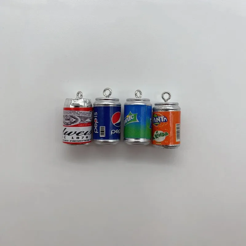 10Pcs/Lot Resin 3D Drink Cans Charms Beer Bottle Pendant For Earring Bracelet Keychain Findings Phone Case DIY