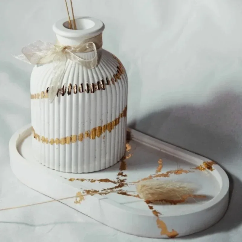 Description Picture 2 of itemDIY Flower Pot Concrete Mould Oval Tray Silicone Mold Storage Box Coaster Dish Gypsum Concrete Mold Craft HOME Decor