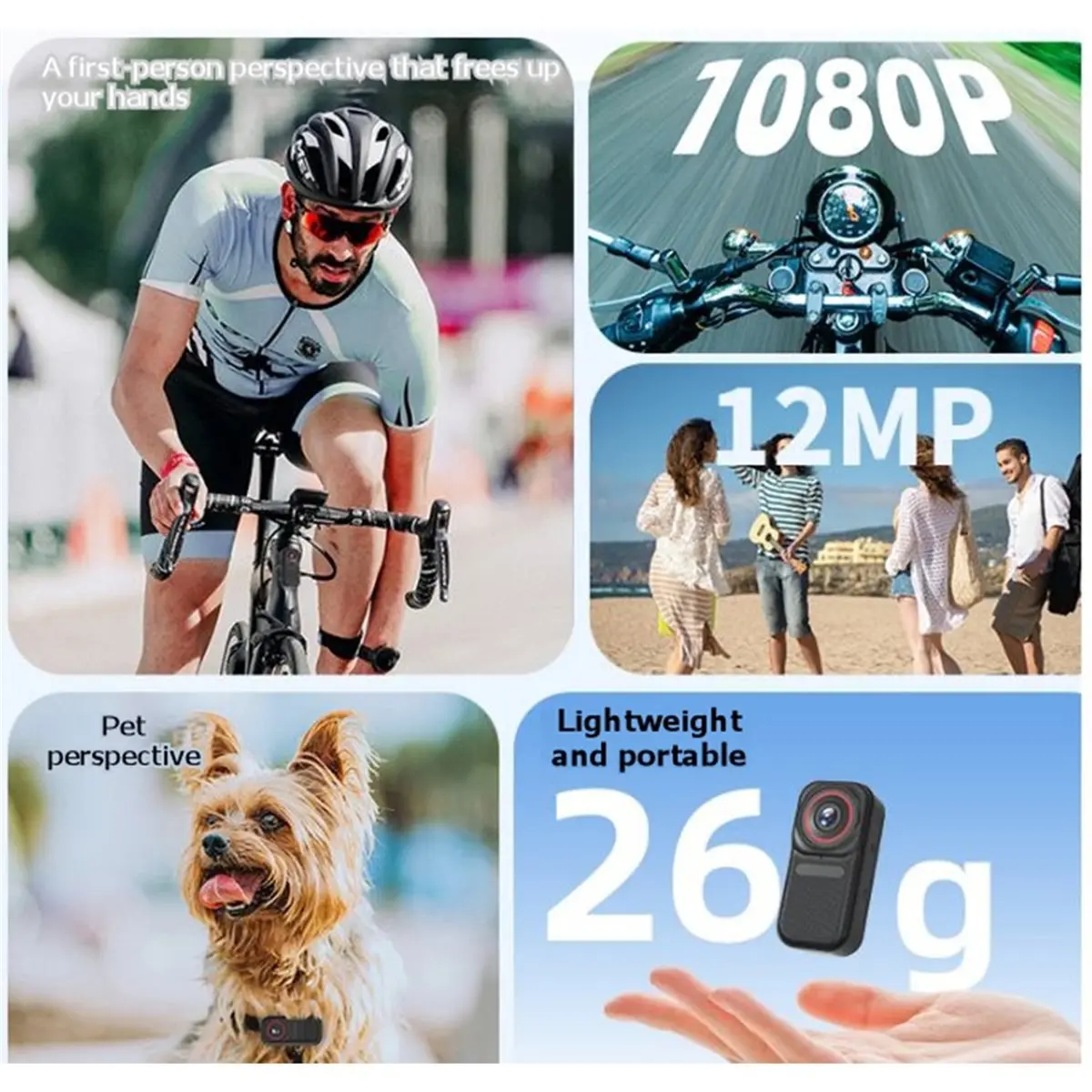 M05K 1.47인치 썸액션 카메라 안정화 기능 탑재 마그네틱 1080p 1200w 가슴 장착형 휴대용 브이로그 포켓 카메라 블랙