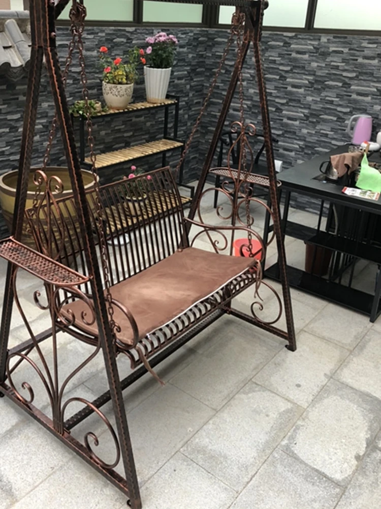 

Outdoor Hanging Chair Swing Balcony Rocking Chair Indoor Swing Chair Double Household Garden Wrought Iron Swing