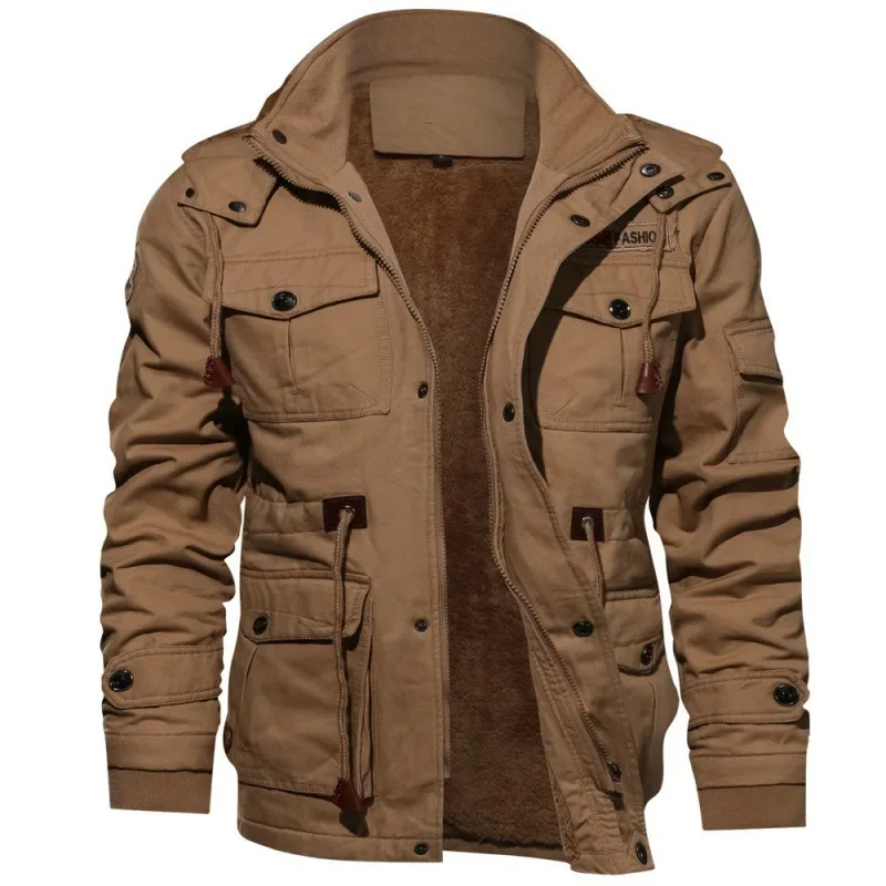 Men Winter Jackets Retro Coats Multi-pocket Cargo Jackets High Quality Male Cotton Casual Winter Coats Warm Parkas Size 6XL