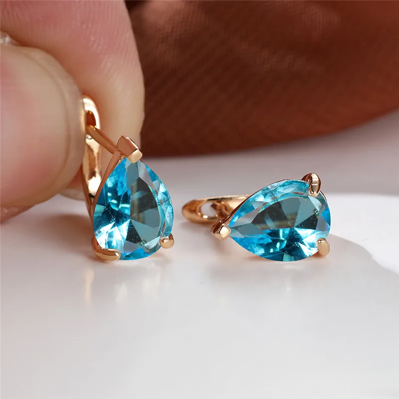 Cute Female Black Zircon Stone Clip Earrings Gold Color Small Wedding Jewelry For Women