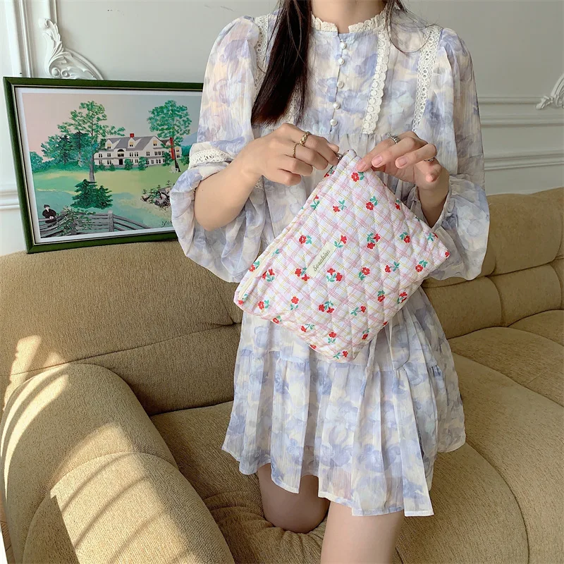 1 Pc Cartoon Baby Diaper Bag for Women Aesthetic Floral Bear Infant Baby Diaper Organizer Portrable Travel Baby Item Storage Bag
