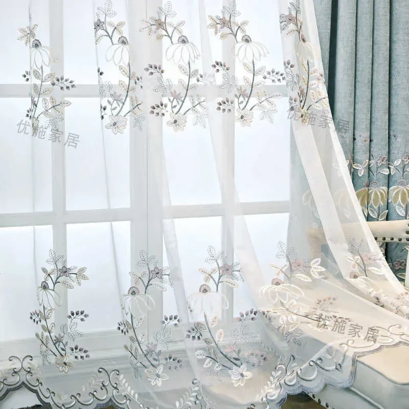 Simple Curtain Tulle Embroidered Curtains for Modern Living Room Bedroom   Blackout  Curtains 5