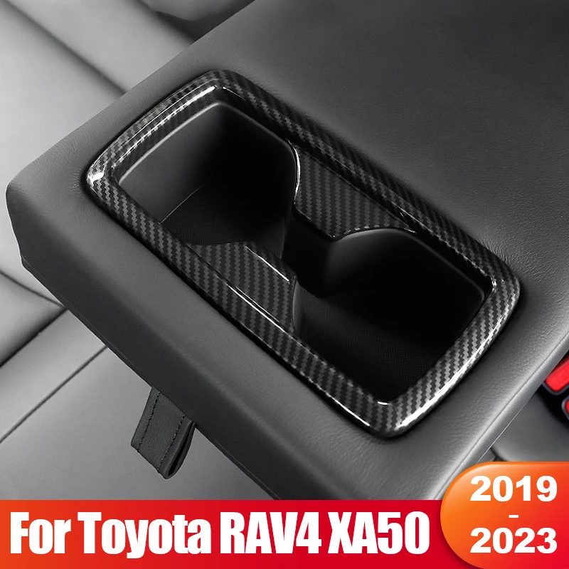 

For Toyota RAV4 XA50 2019 2020 2021 2022 2023 RAV 4 Hybrid ABS Car Rear Row Water Cup Holder Cover Frame Trim Accessories