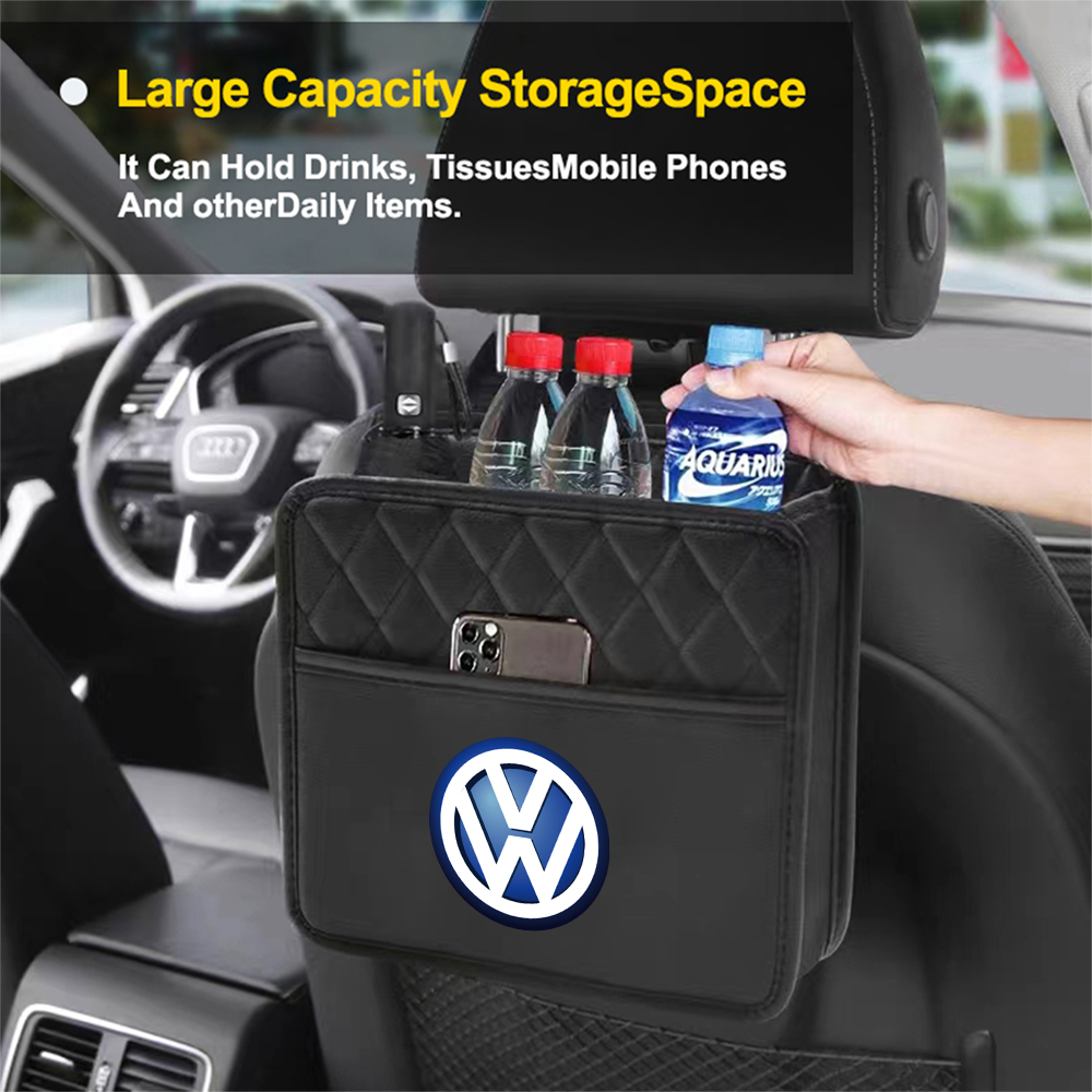 Car Backseat Luxury Leather Storage Bags Hanging Organizer Box Auto Accessories For Volkswagen VW Jetta Scirocco Polo 6R Rline 
