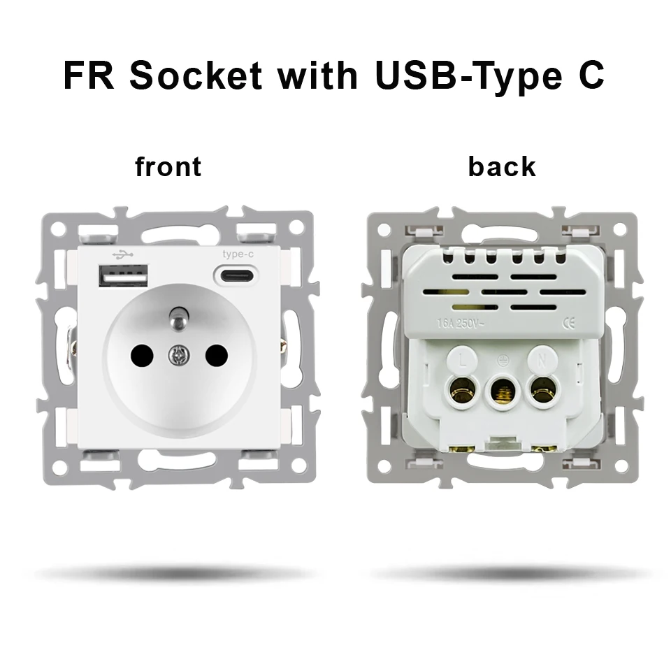 Wall-Mounted Customizable White Glass Panel Power Socket and Switch