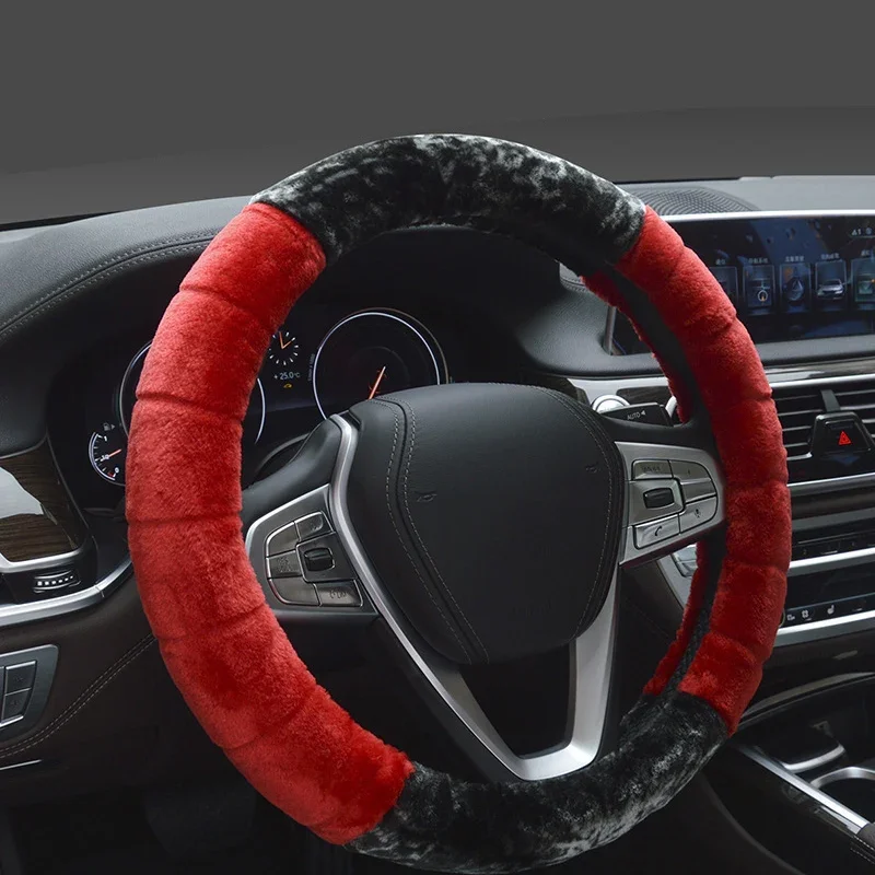 Winter Plush Car Steering Wheel Cover Universal Warm Faux Fur Auto Handlebar 37/38cm steering wheel cover