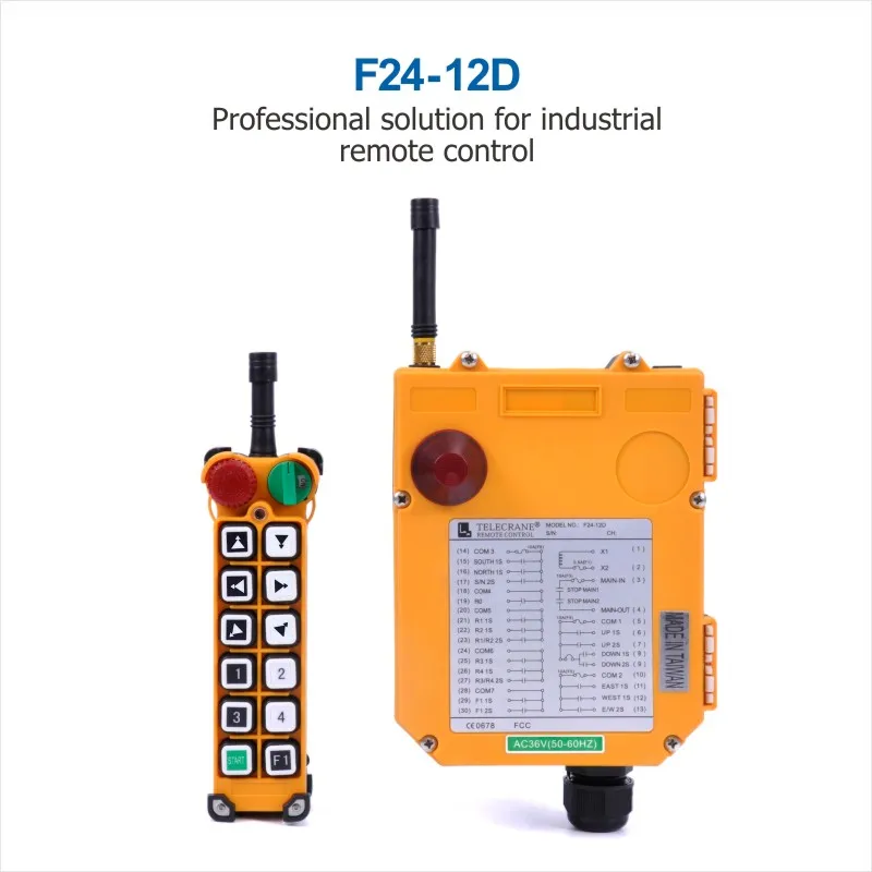 

F24-12D Double Speed 12 Channel Industrial Remote Control For Overhead Crane Lift IP65 Waterproof Wireless 36V 220V 380V