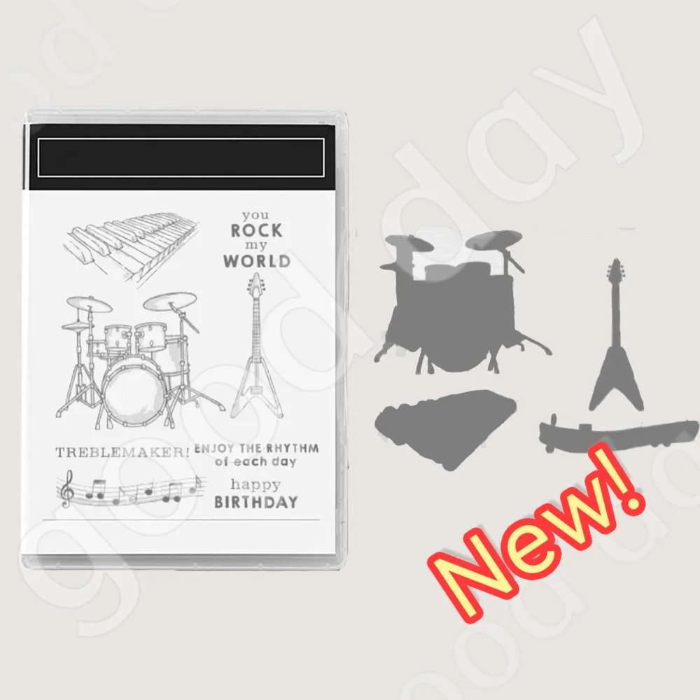 

Новинка 2022-2023, штампы для резки барабана, гитары, штампы для скрапбукинга, украшения для дневника, шаблон для тиснения, сделай сам, поздравительная открытка ручной работы