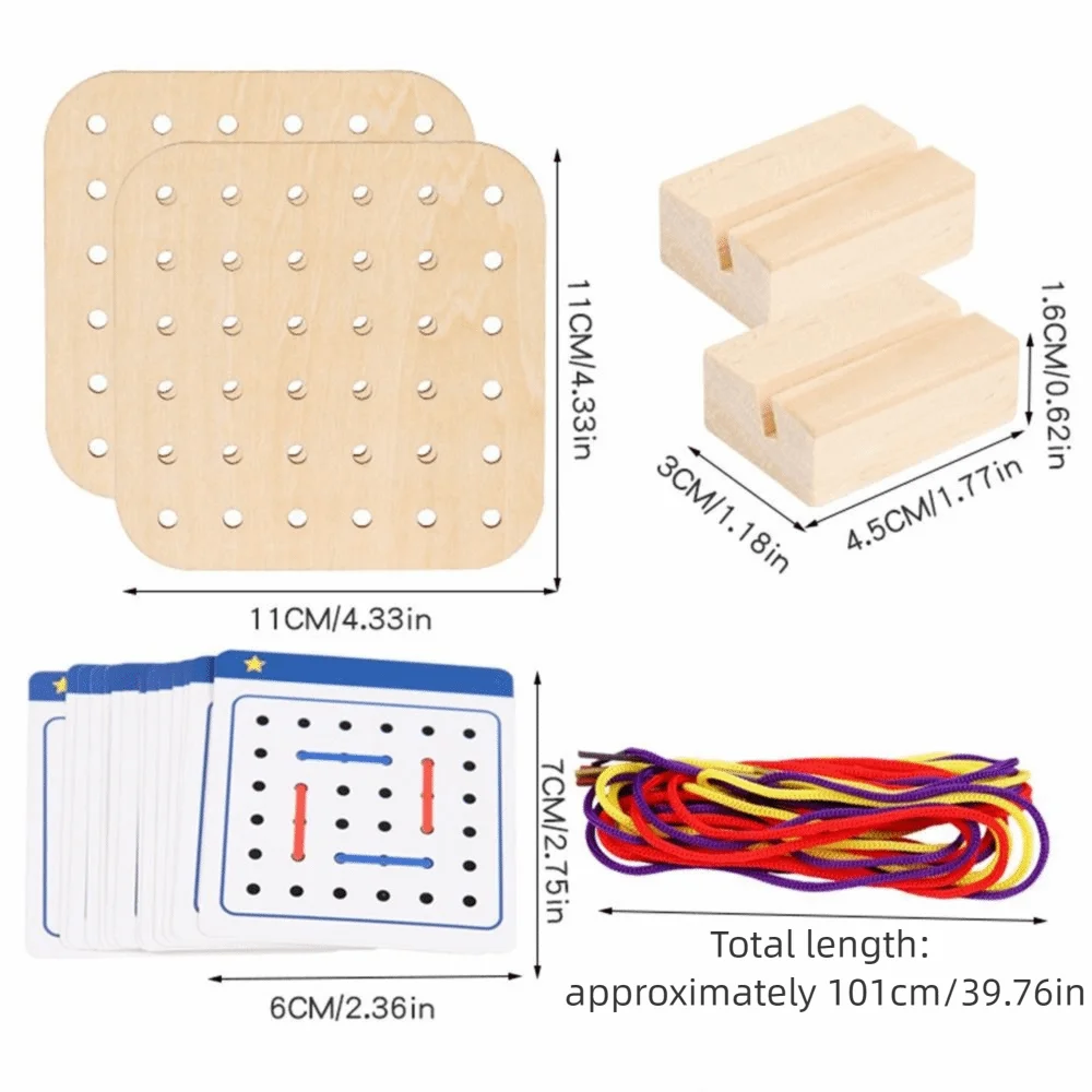 Creativity Montessori Wooden Rope Board Thinking Training Early Learning Graphical Educational Toys Interaction Fun