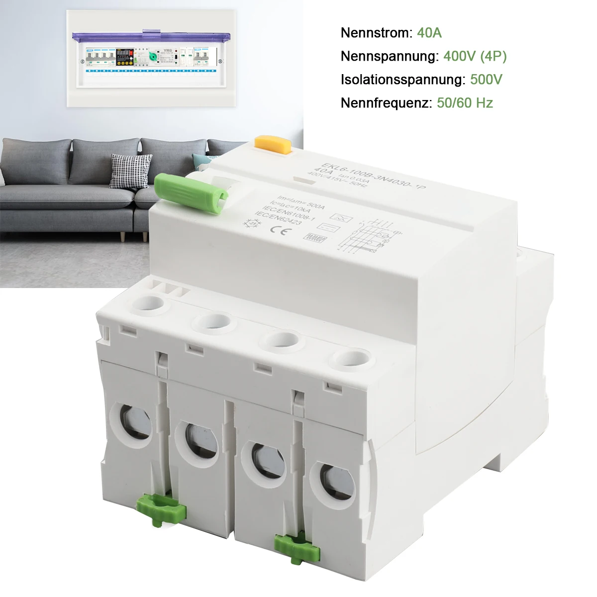 40A/63A Fehlerstromschutzschalter 30 mA 10 KA für Einkaufszentren Haushaltsstrom – Detail 2