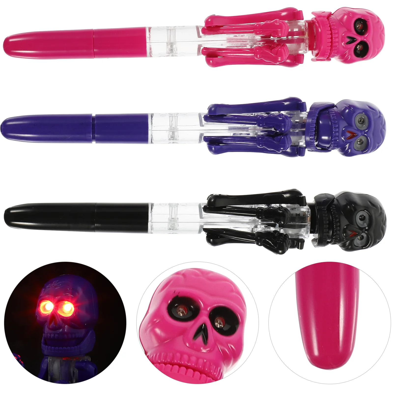 

3/4PCS Creative Halloween Ballpoint Pen with Light Pumpkin Skull Ballpoint Pen with with Lamp Lovely Pumpkin Skull Boxing Pen