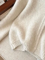 Women Beige Cardigan Cozy Sweater Harajuku Vintage Korean Y2k Long Sleeves V-Neck Cashmere Sweaters Jumper 2000s Clothes Autumn - Image 5