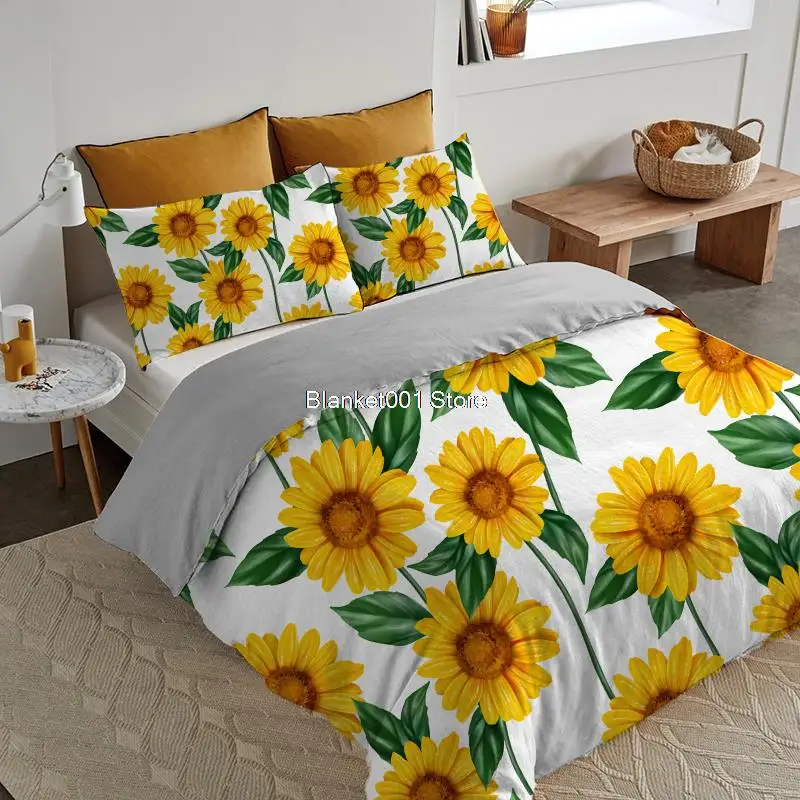 

Flower Bedding Set For Bedroom Quilt Cover Sunflower Duvet Cover With Pillowcases 220X240 200X200 Beautiful Modern Quilt Cover