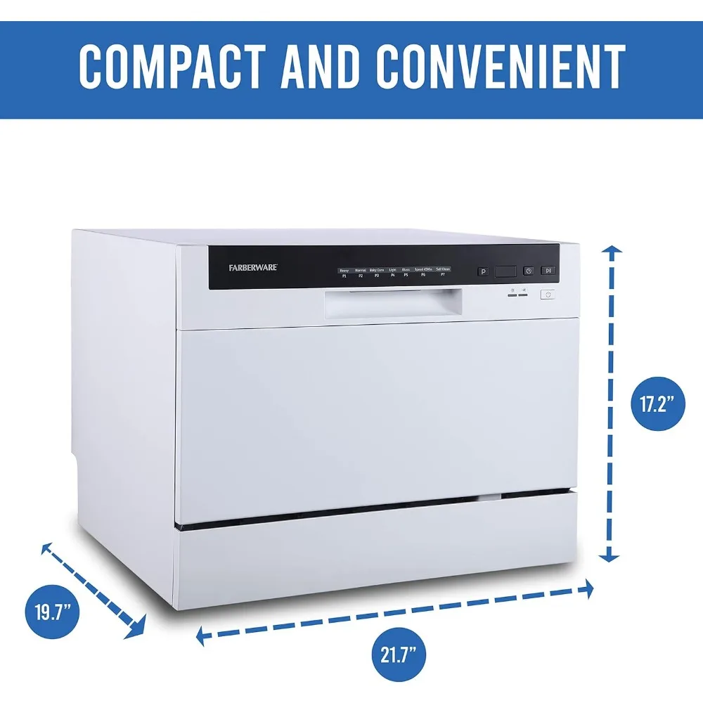 Portable Countertop Dishwasher-7-Program System for Home, RV, and Apartment-Wash Dishes, Glass, and Baby Products
