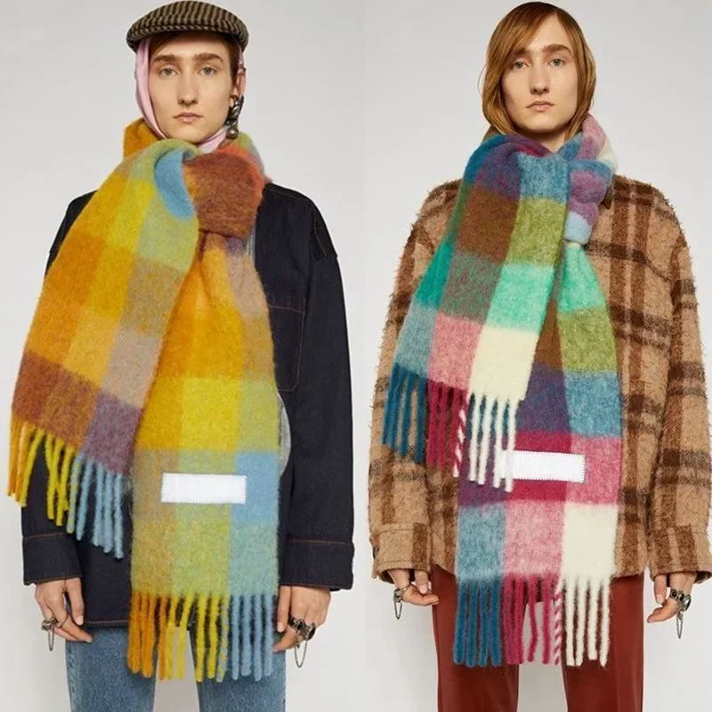 

23SS CA Studioss Men Women Cashmere Scarf Women's Warm Blanket Colorful Plaid Tassels Men's Soft Shawls Neck Wraps Scarves