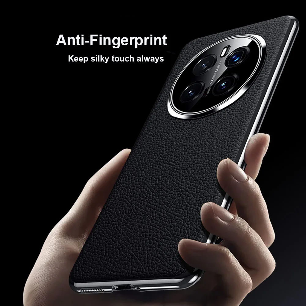 Luxury Plating Genuine Leather Case with Camera Lens Protector