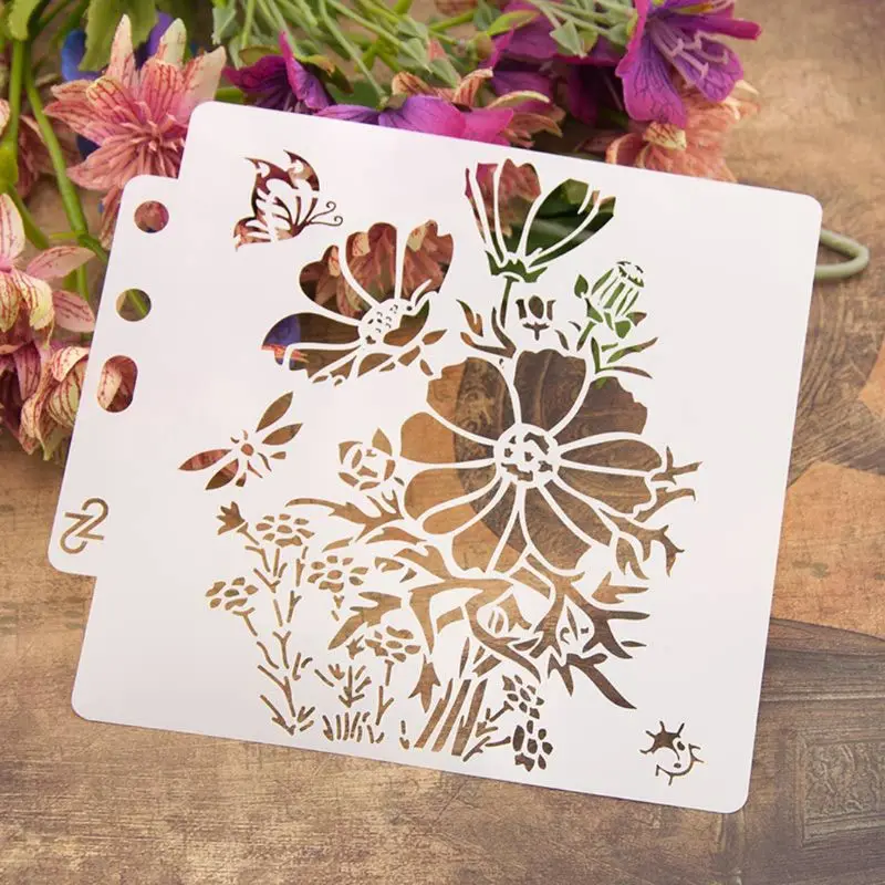 Flower Stencils Template Painting Scrapbooking Embossing Stamping Album Crafts