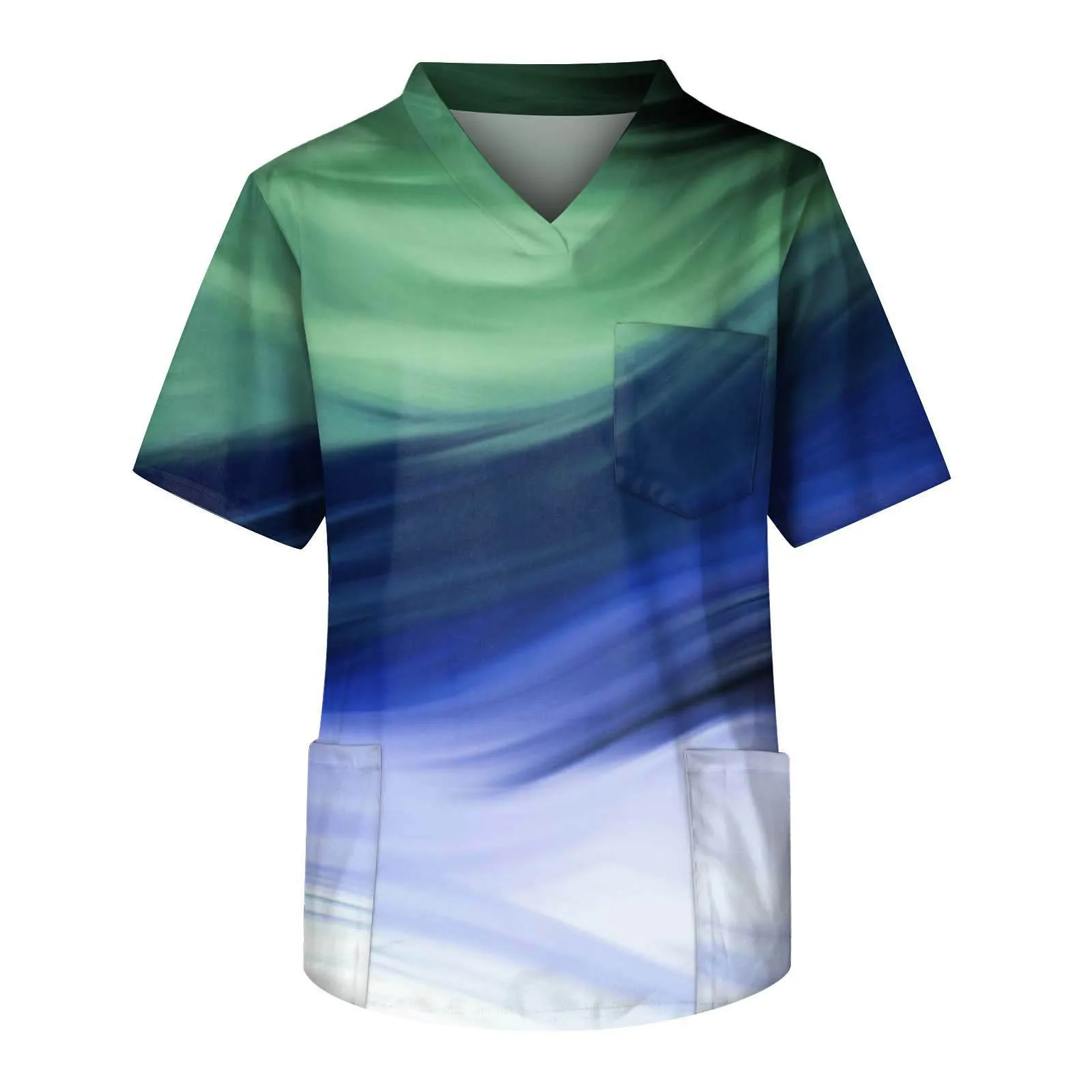 

New Beautician Clothes Woman Solid Color Nursing Top T-Shirt Medical Uniforms Short Sleeve Women Men V-Neck 3 Pocket Scrub Tops