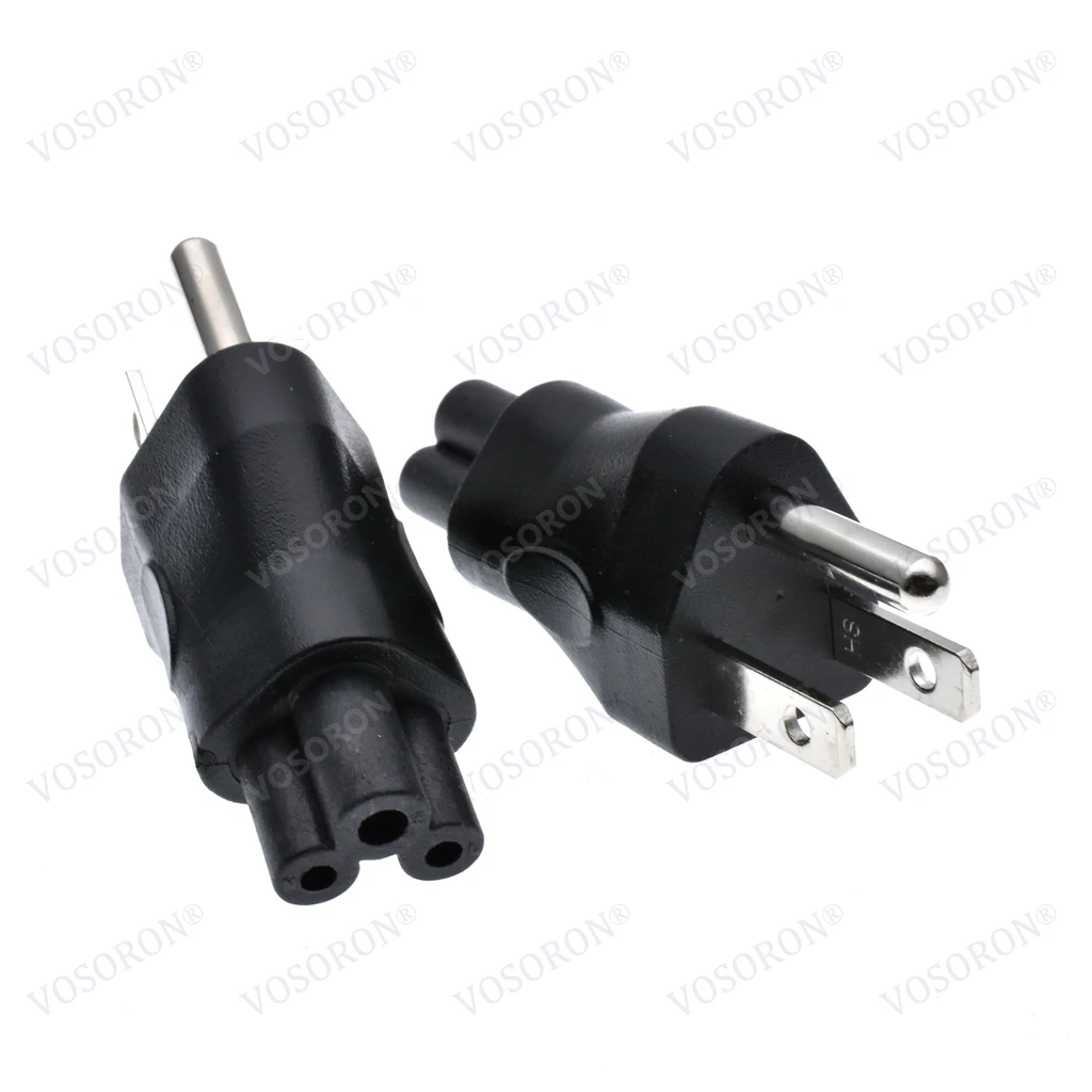 IEC320 C5 to USA NEMA 5-15P Power Plug Adapter