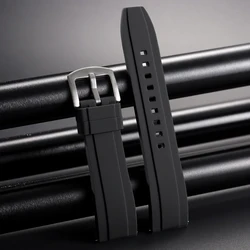 Universal Waterproof Silicone Sports Watchband - Durable Rubber Strap - 22mm (Black)