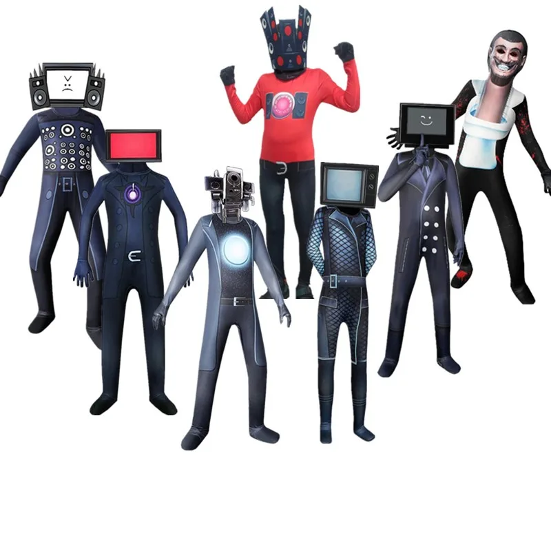 Skibidi Toilet Costume Cosplay Gioco Altoparlante Uomo Tv Uomo Camcorderman Costumi Tuta Tuta Maschera Halloween Per Bambini Donna Uomo