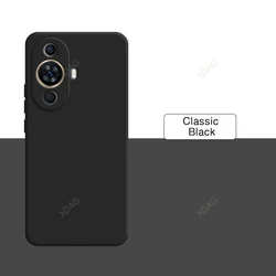 Premium Liquid Silicone Shockproof Phone Case Cover with Soft Flocking Interior - Solid Color for Huawei Nova 12S (Classic Black)