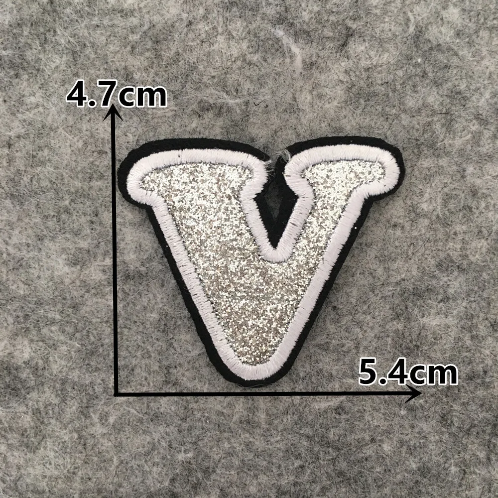 English Silver Letters Embroidery Iron-On Patches - Hot-Melt Adhesive DIY Clothing Embellishments (Set of 26)