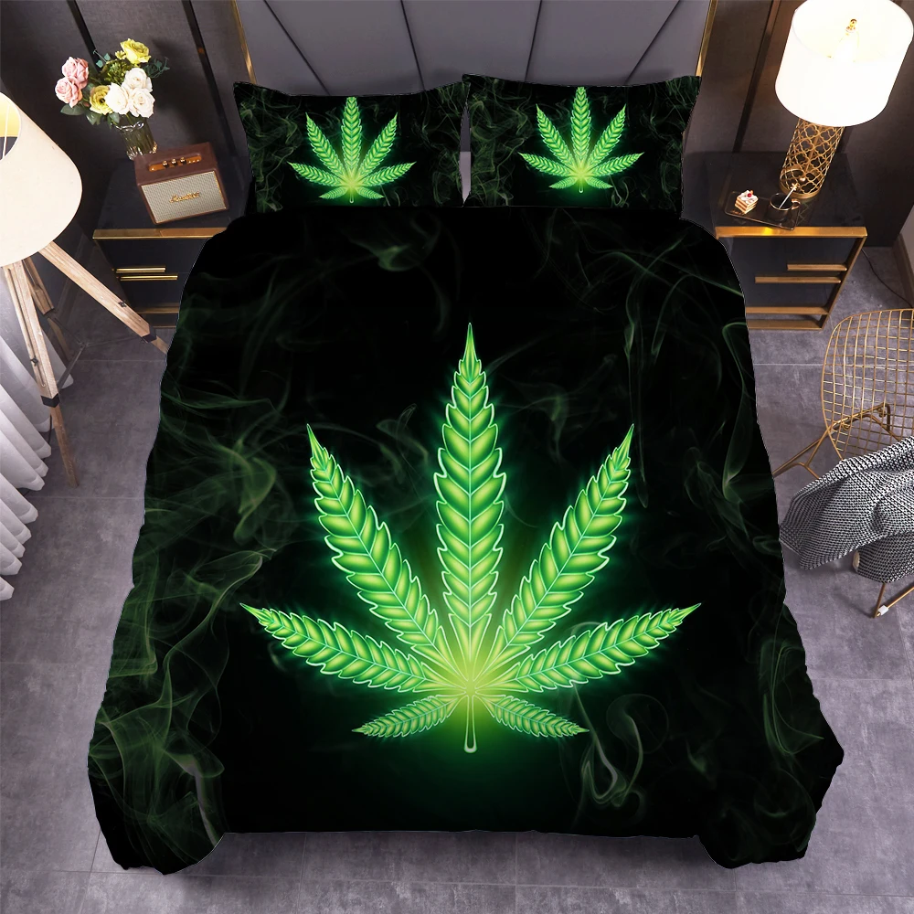 3D Printing Maple Leaf Bedding Set Tie Dye Bedding Mircofiber Duvet Cover Set Forter Cover Bedroom Decor Queen King 