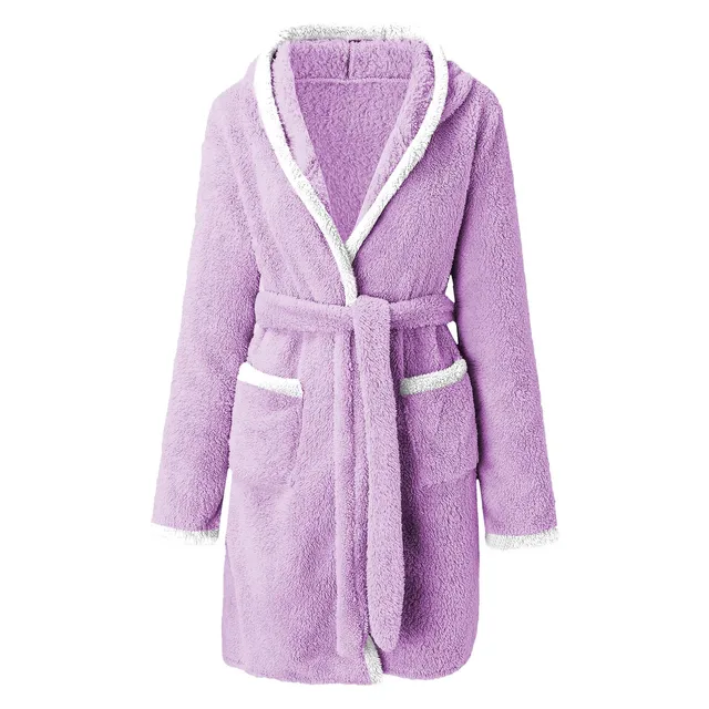 Robe d'hiver décontractée en peluche pour femmes, couleur unie assortie, Double poche, chemise de nuit à bretelles, peignoir pelucheux, manteaux, vêtements de maison pour dames