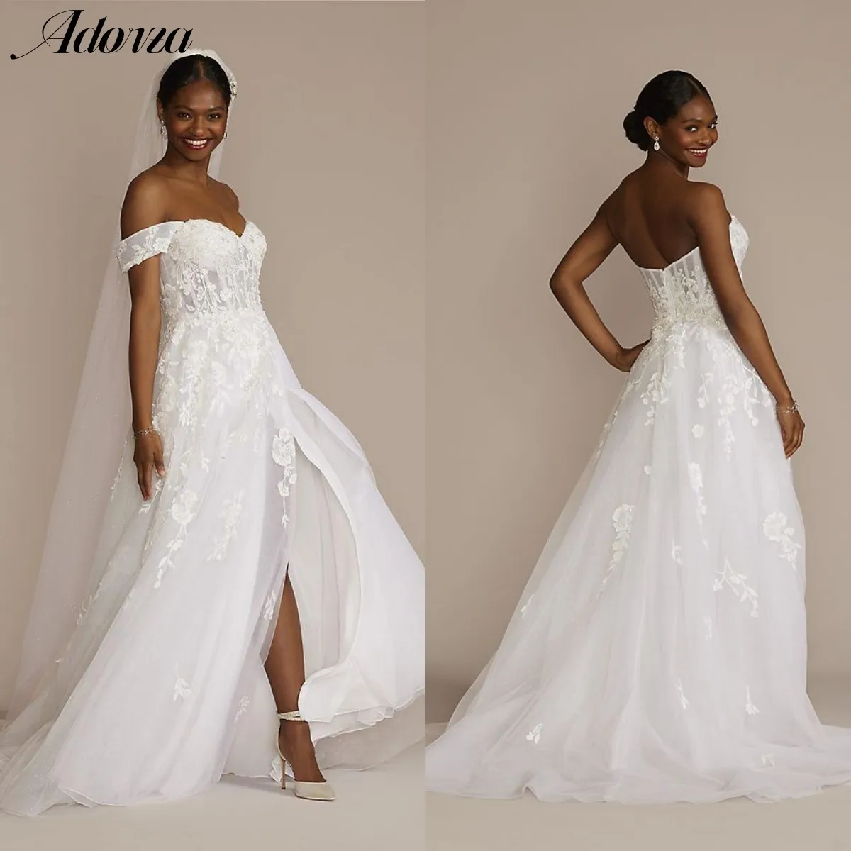 

Vestido De Novia A-Line Sweetheart Removable Off-the-shoulder Sleeves Side Slit Lace Applique Tulle Bridal Gown Custom Women2023