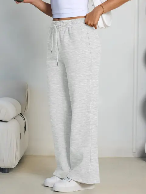 2026 New Harajuku Wide Leg Sweatpants Women Streetwear Baggy Oversize Gray Sports Pants Woman Drawstring Casual Joggers Trousers 3
