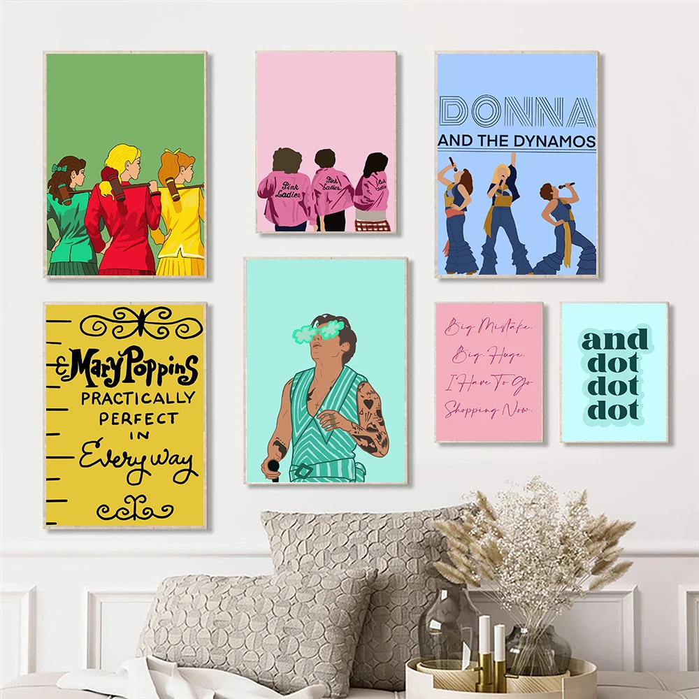 

Musical Art Print Grease Pink Ladies Inspired Poster Canvas Painting Pretty Woman Quote Wall Pictures Club Bar Room Home Decor