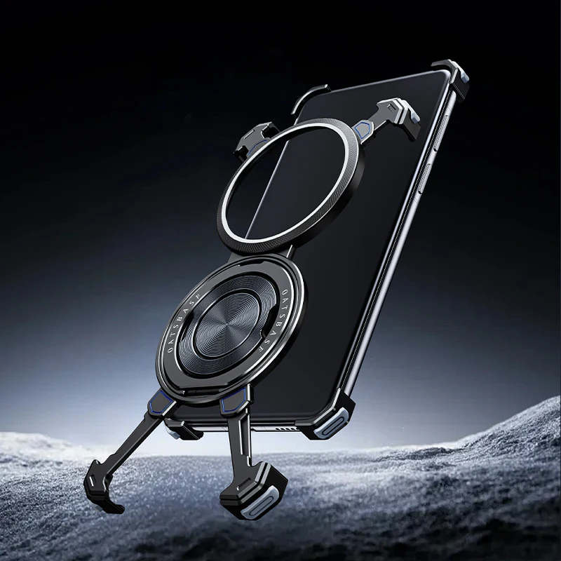 Oatsbasf Bezel-less Shockproof Phone Case with 360° Rotatable Magsafe Stand