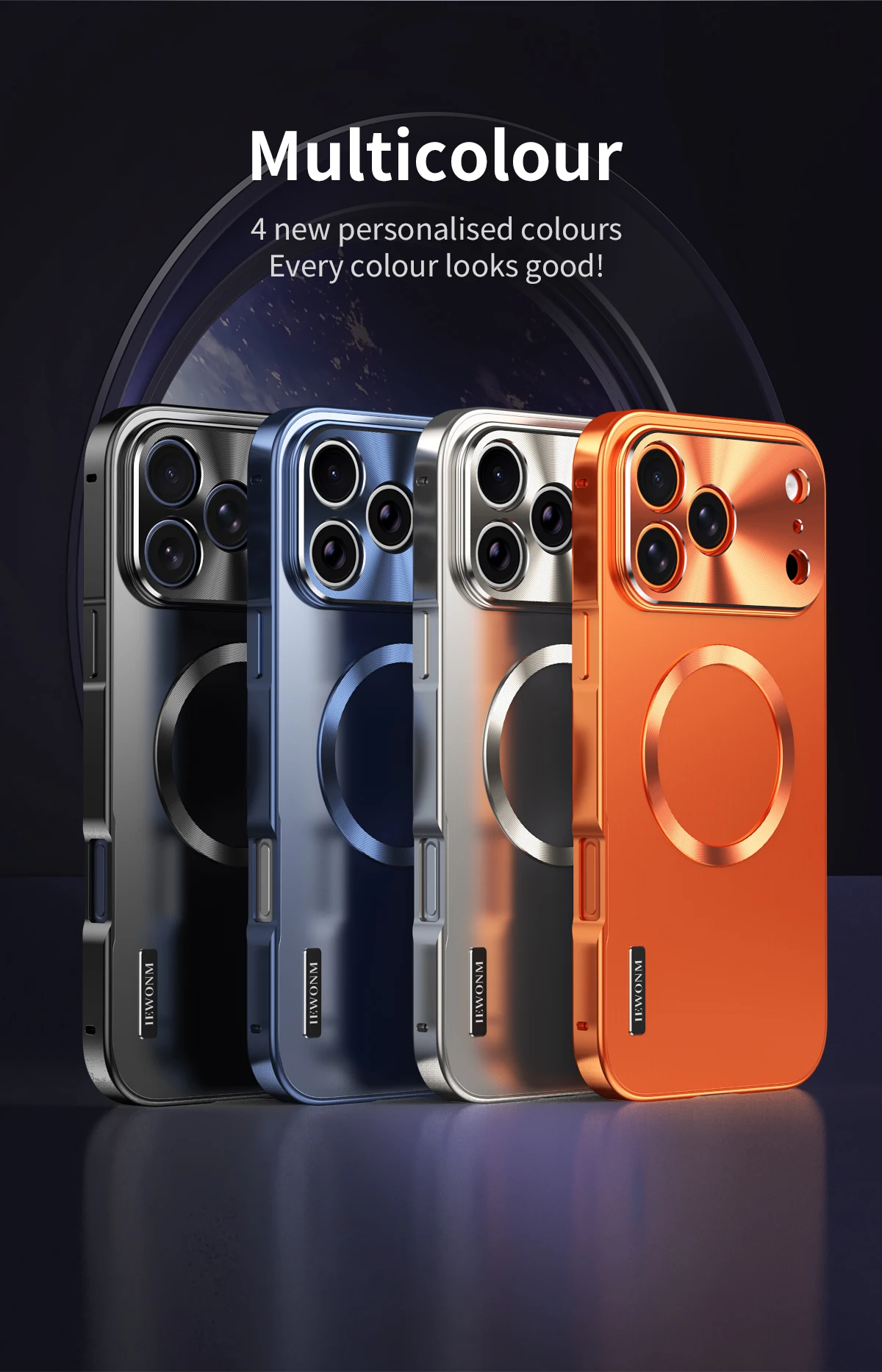 All Aluminum Frame Magnetic Suction PC Frosted Backplate Phone Case, For IPhone 17 Promax 17 Pro Shock-Absorbing Ultra-Thin Case