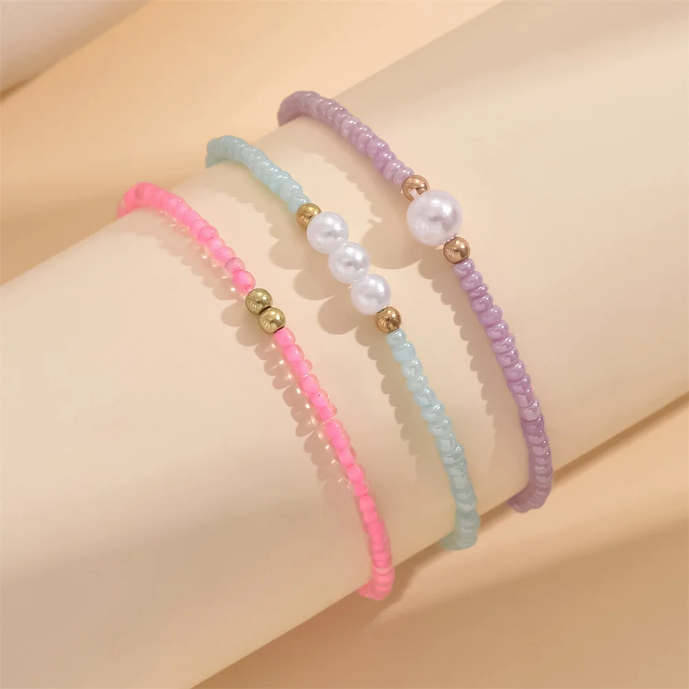 White Pearl Foot Chain Multicolor Rice Bead Anklets For Women Vintage Gold Color Ankle Bracelet Beach Jewelry Summer Accessories