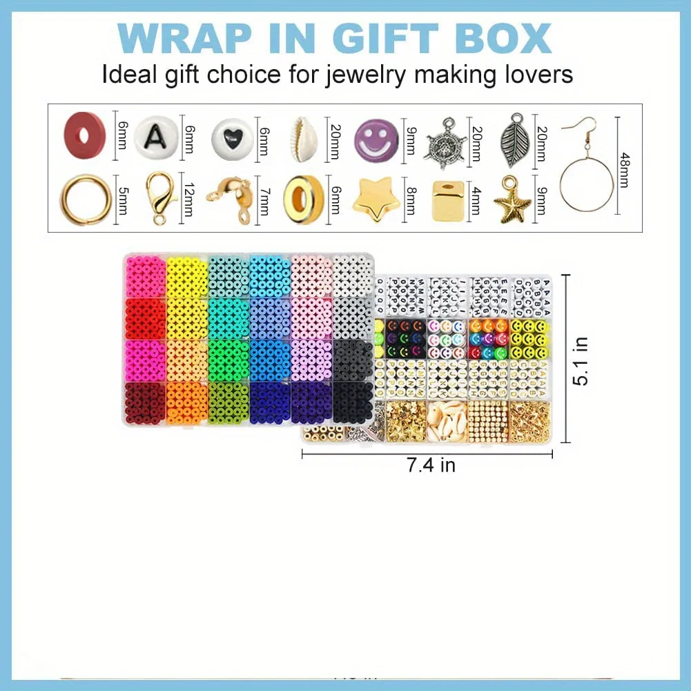14400 stücke sortierte Polymer Clay Perlen Kit für DIY Schmuck herstellung-hand gefertigte Bastel bedarf für Armband, Halskette, Ohrringe-Gre – Detail 2