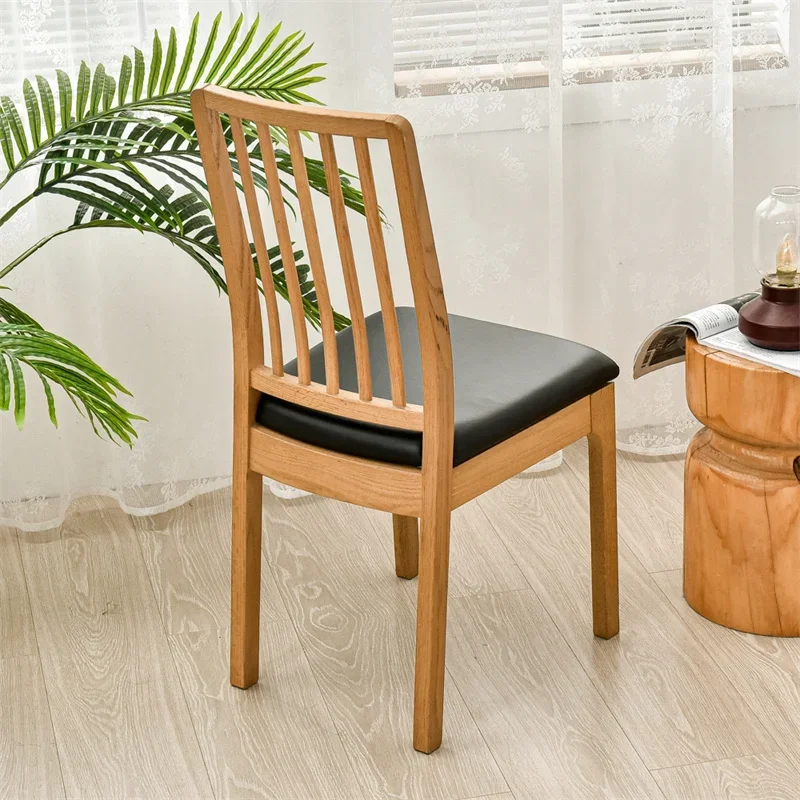 Description Picture 6 of item1PC PU Leather Chair Seat Cover Solid Color Waterproof Dining Chair Covers Elastic Chair Slipcovers for Home Banquet Office