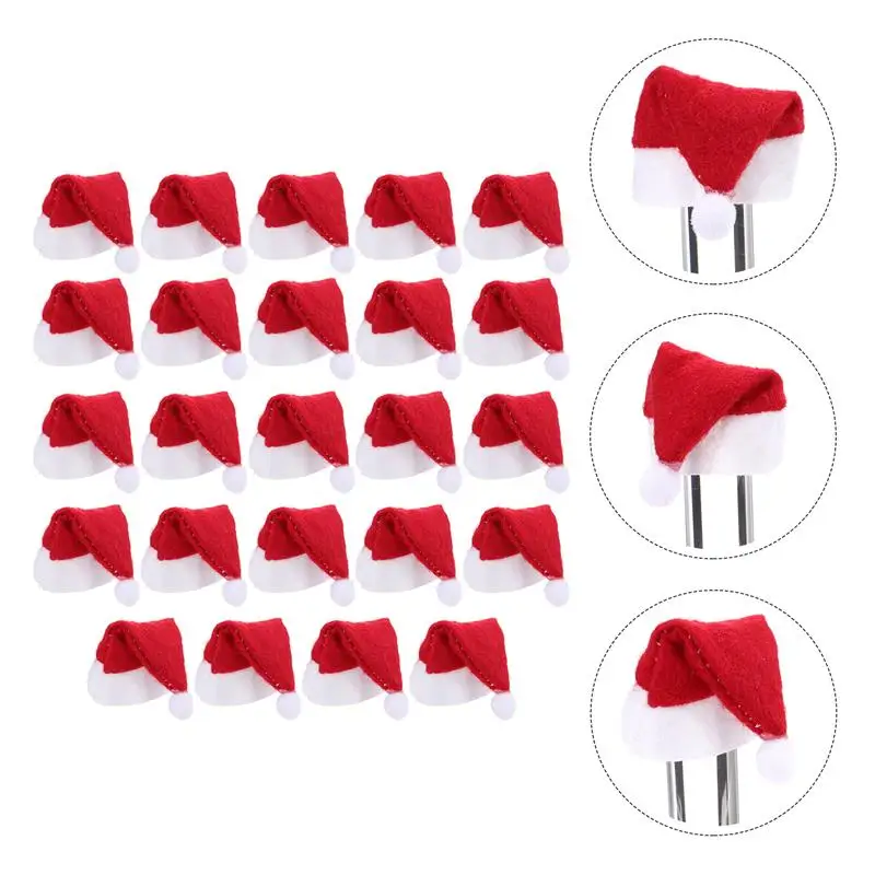 Lollipop Christmas Hat Small Mini Candy Santa Claus Caps 24pcs Party Accessories Christmas Decorations Lollipop Santa Hats