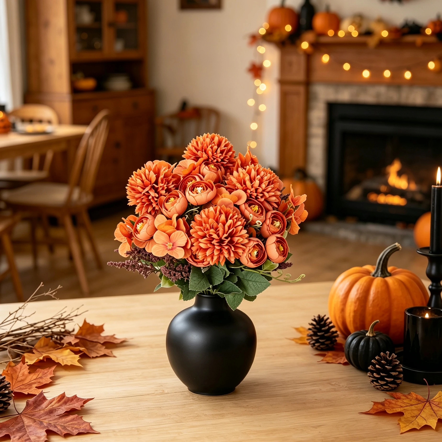 3 Stück Seiden-Kunstblumen Hortensie Teerose für Außen- und Innenräume, Vase, Hochzeit, Brautstrauß, Halloween, Herbstdekoration, DIY-Geschenke