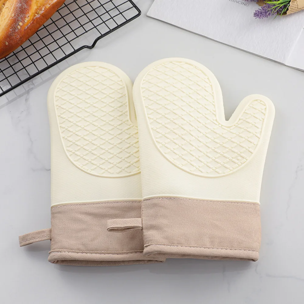 1PCS Oven Gloves Silicone High Temperature Resistant Anti-burn Non-slip Kitchen Microwave Baking Dessert Tools