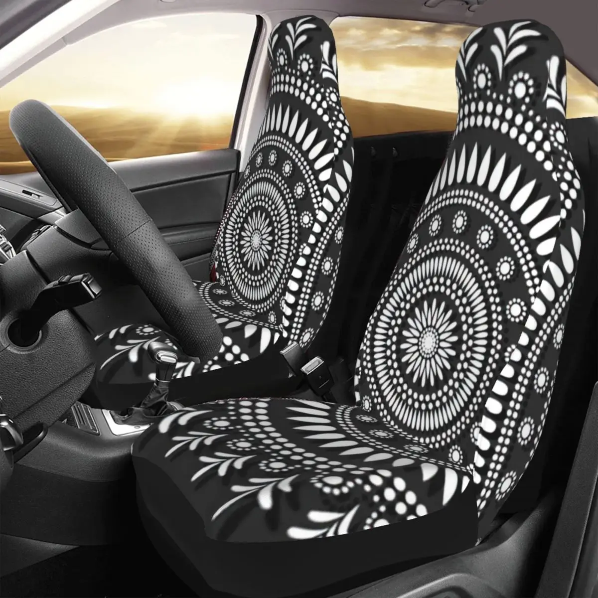 

Mandala Pattern Car Seat Cover Custom Printing Universal Front Protector Accessories Cushion Set