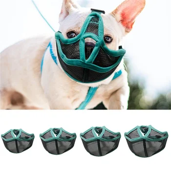 Cubierta de boca de malla duradera para mascotas, antimordedura bozal de cara plana, diseño de hebilla inofensivo, lavable