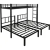 Twin Over Twin & Twin Bunk Beds for 3, Triple Bunk Bed for 3 with Guardrails, Ladder & Upper-Bed Platform, for Children, Teens 6