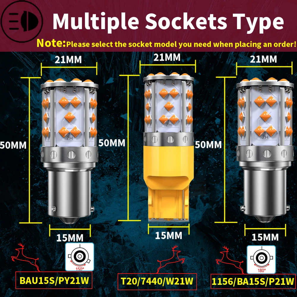 2pcs 1156 BAU15S PY21W 7507 ڵ  LED   õ ڹ/  T20 7440 WY21W P21W BA15S  
